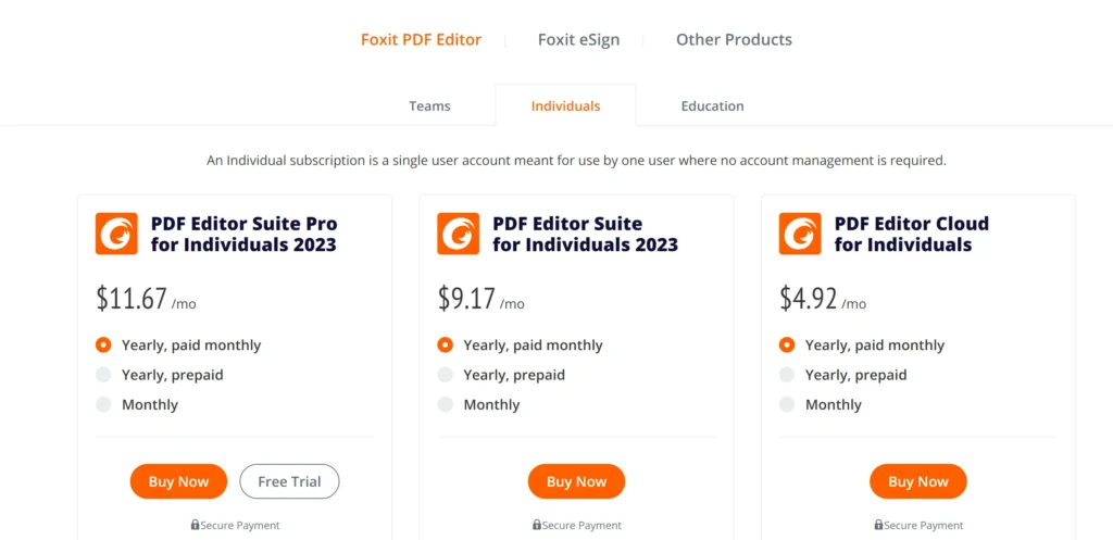 Foxit PDF Editor old pricing