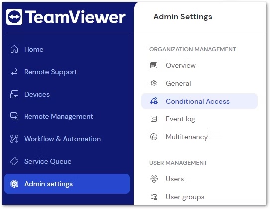 Conditional Access Teamviewer Tensor